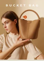 Luxury Leather  Women's Bucket Handbag - Image 4