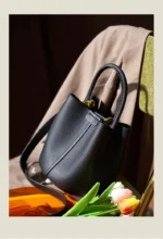 Luxury Leather  Women's Bucket Handbag - Image 5