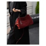 Women’s Suede Cowhide Leather Shoulder Tote - Image 7