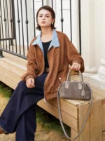 Women’s Suede Leather Boston Bag - Image 4