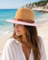 Green & Tan Fedora Hat Set with Striped & Leather Bands - Image 2