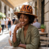 Tiger Stripe Wide Brim Fedora Hat - Orange & Black Animal Print - Image 5