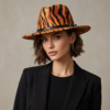 Tiger Stripe Wide Brim Fedora Hat - Orange & Black Animal Print - Image 4