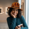 Tiger Stripe Wide Brim Fedora Hat - Orange & Black Animal Print - Image 3