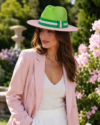 Green & Tan Fedora Hat Set with Striped & Leather Bands - Image 7