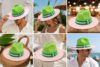 Green & Tan Fedora Hat Set with Striped & Leather Bands - Image 6