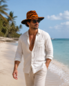Tiger Stripe Wide Brim Fedora Hat - Orange & Black Animal Print - Image 7
