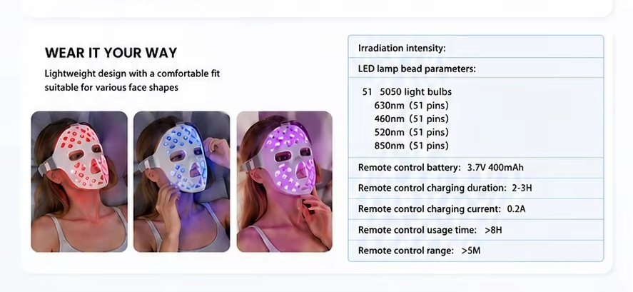 Wireless 5D LED Face Mask with Remote Control product details